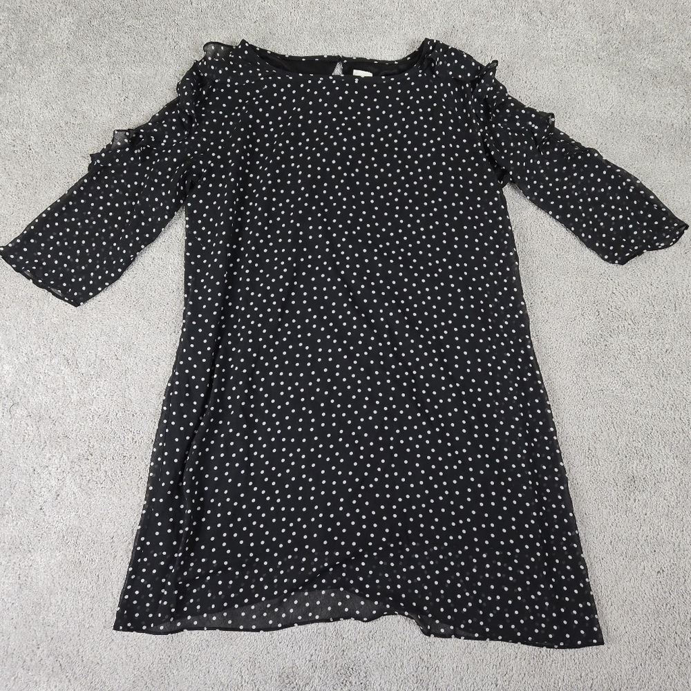 Chico's 2.5 large Black/White Polka Dot Sheer Shift Dress with Lining